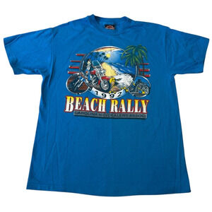 1992 Harley Davidson Beach Rally T-Shirt 2-Sided Carolina HD Motorcycle Tee Sz M